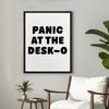Funny Office Framed Canvas Wall Art Panic at the Desk-O Poster Print Wall Decor Mental Health Minimalist Painting Home Office Bedroom Decoration