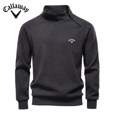 Callaway Jesenný/Zimný Výšivka Pánsky a Dámsky Vonkajší Šikmý Zips a Zamatová Hrubá Mikina so Stojačikom Trendy Pár Kabát