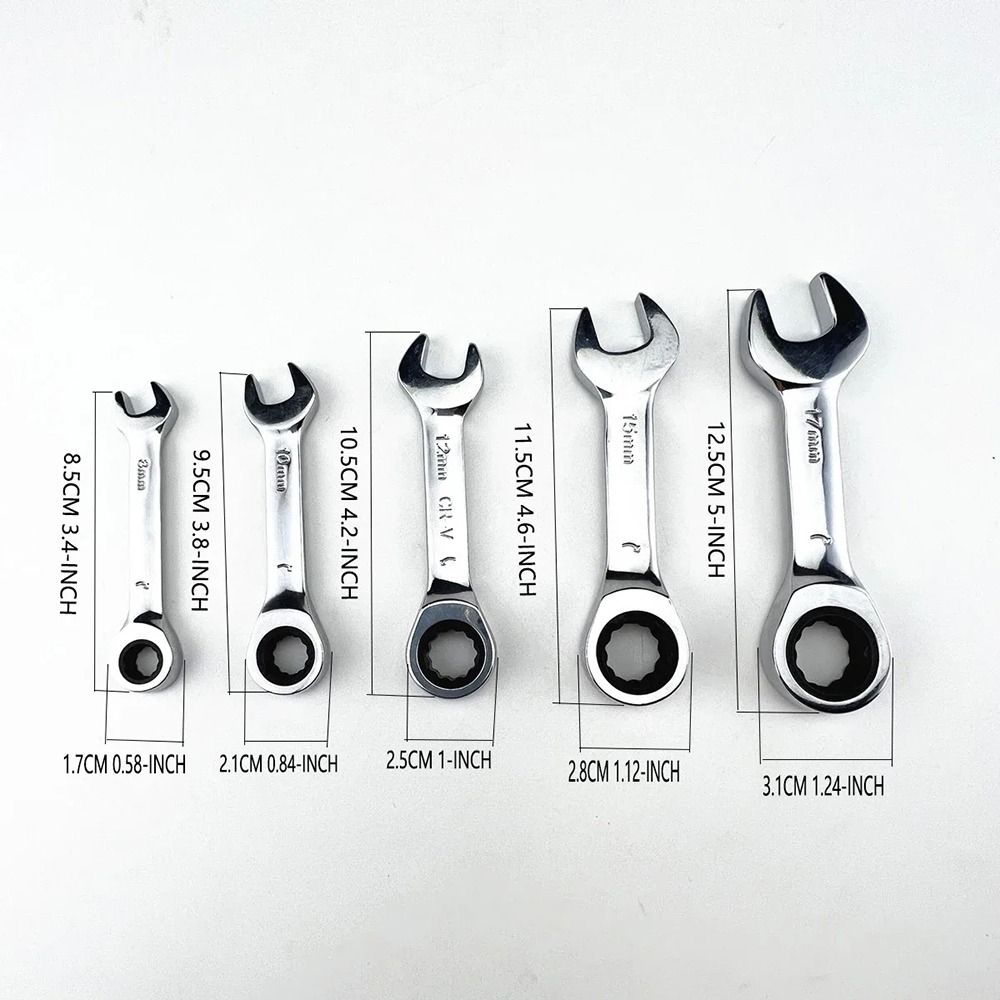 1Pcs 72 Teeth Ratchet Socket Spanner 6-19mm Nut Repair Tool Durable Stubby Single Wrench