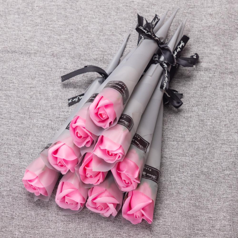 10PCS 6 Colors Rose Bouquet Red Artificial Flower Romantic Wedding Bouquet  Home Decorations