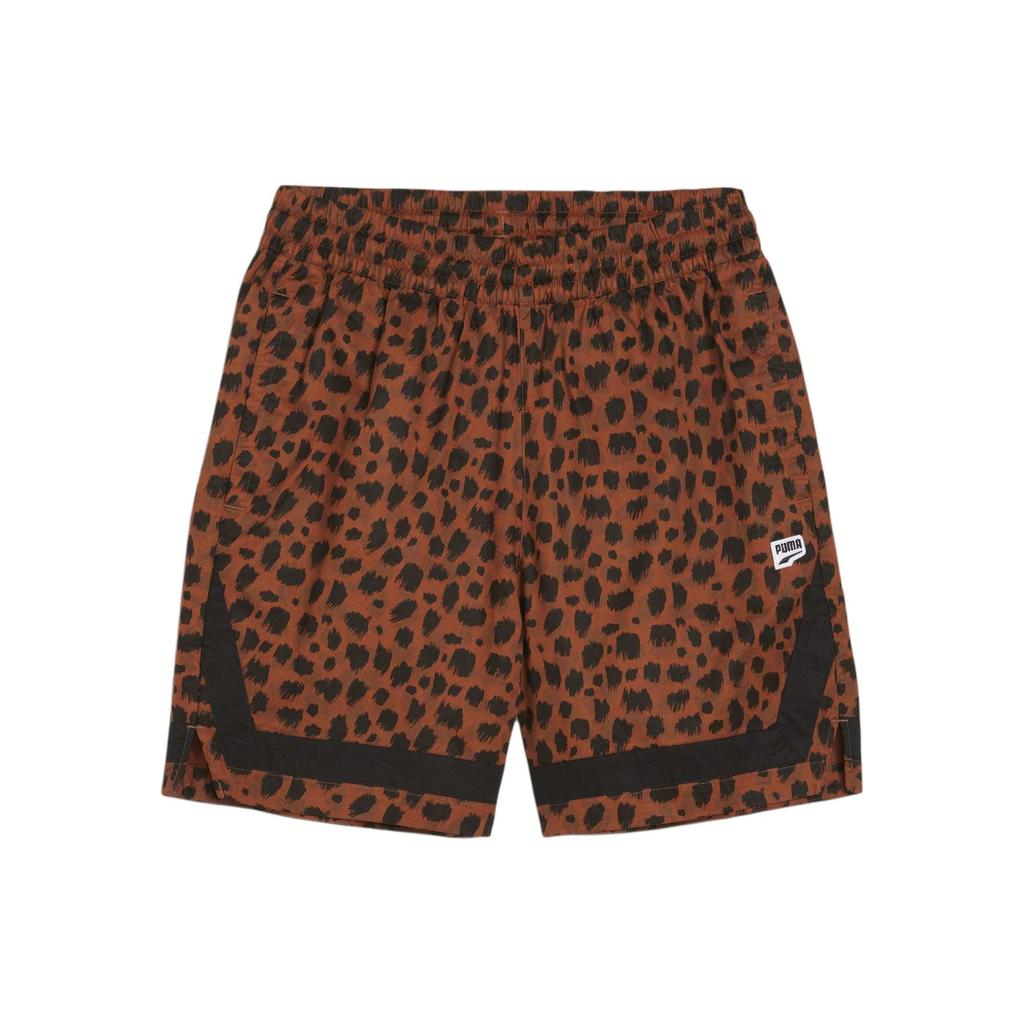 Puma All Over Print Training Mid Rise Straight Leg Casual Shorts Men Shorts Brown 624374-81