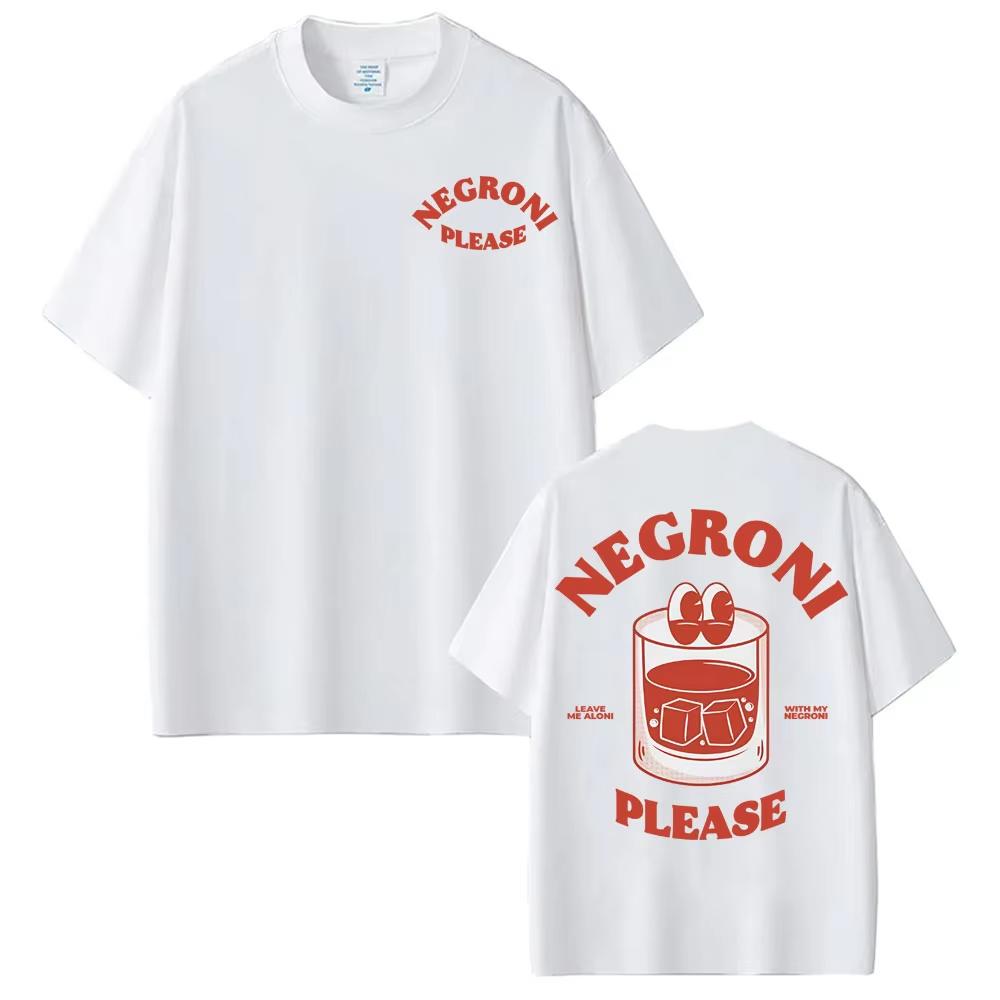 Negroni Please Cartoon Meme TShirts Funny Cocktail Drink Cute Graphic Tee Shirt Men Women Fashion Casual Cozy Tshirt Streetwear