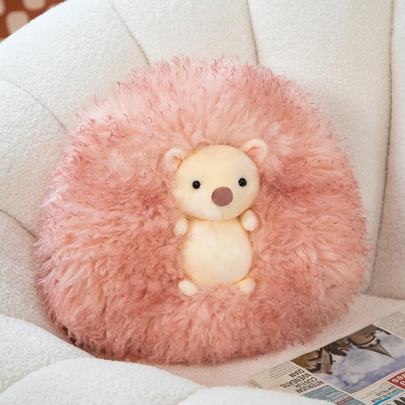 Liebliche lange Haare Kugelform Tier Plüschtiere Weich Bequem Cartoon Panda Igel Puppe Kreatives Zuhause Kissen Schönes Geschenk 30cm