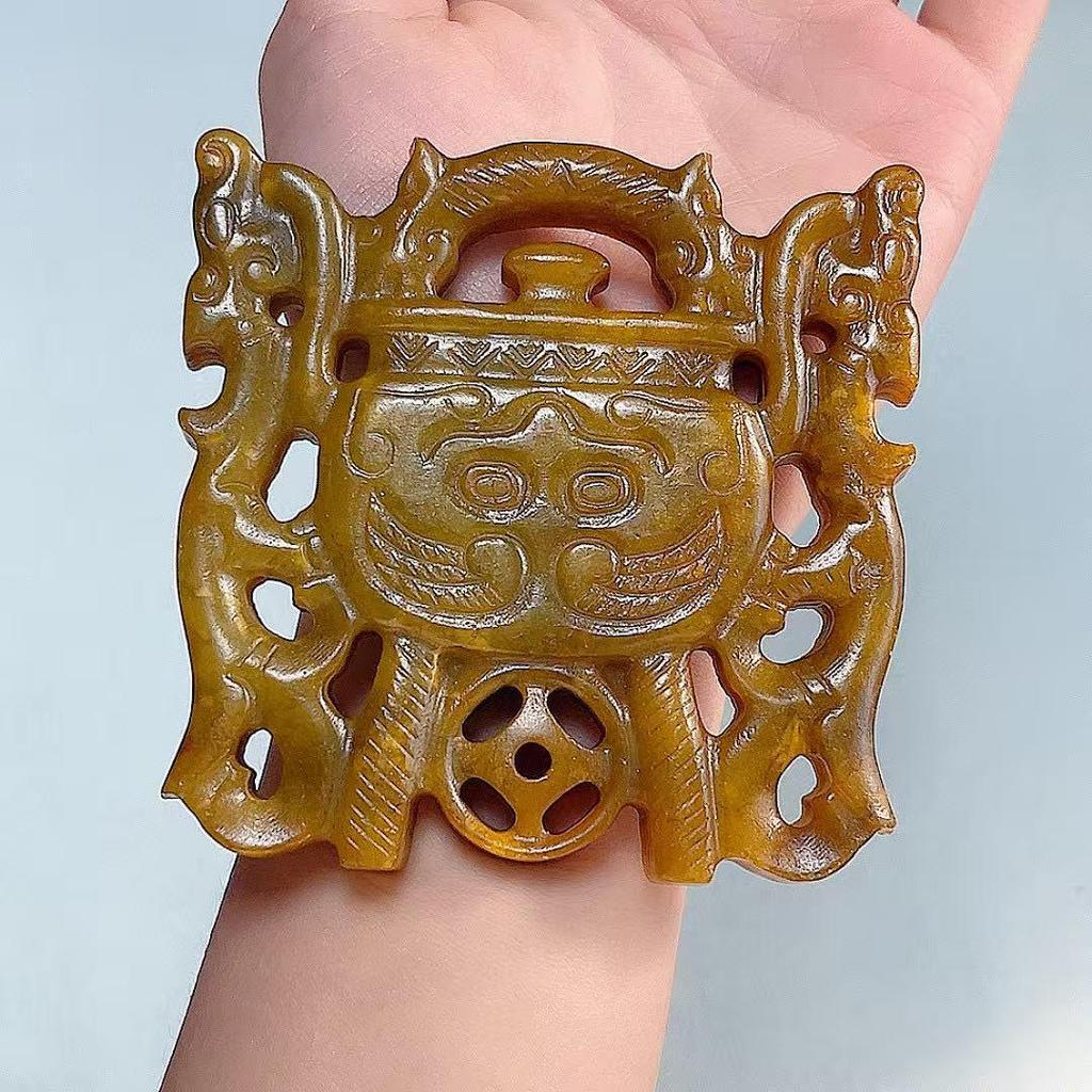 Ancient Xiu Jade Stone Pendant Crafts and Ornaments