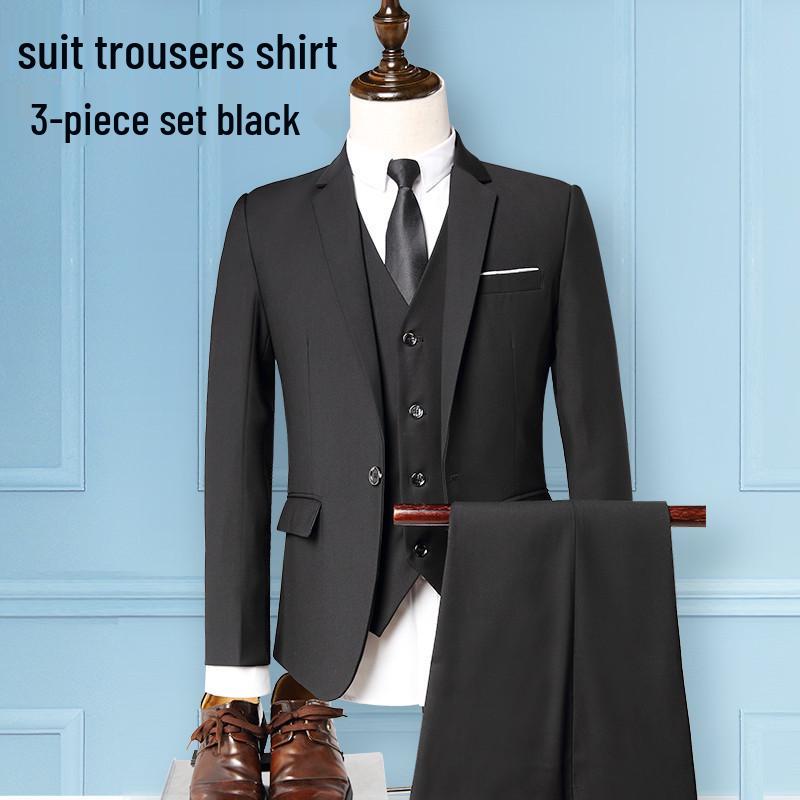 Men's Korean Style Business Suit: Three-Piece Trendy Casual Groomsmen Outfit