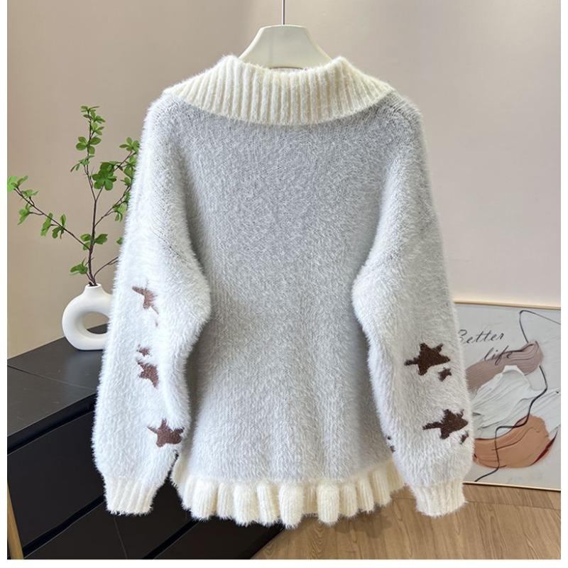 Pullover für Damen Winter Verdickter Pullover Warm Gestrickt Dehnbar Langarm Oversize Jumper Pullover Tops