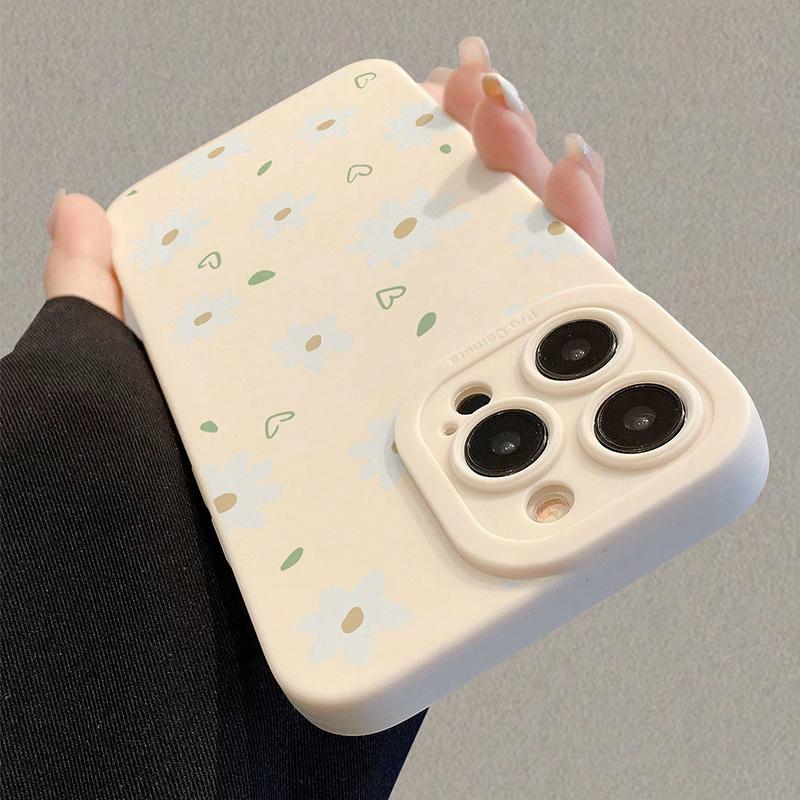Beautiful Daisy Floral Heart Gentle Style Phone Case For IPhone 17 16 15 14 13 12 11 Series Pro Max Plus Protection Trendy Cover