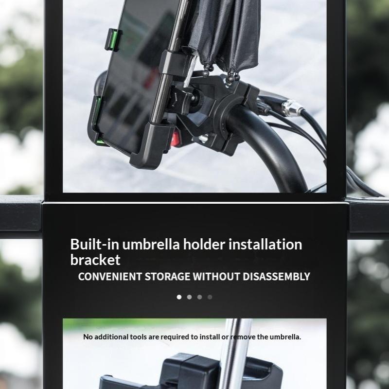 Motorcycle Phone Holder Umbrella Thickened Waterproof Uv Protection For Outdoor Riding Ebikes Scooters