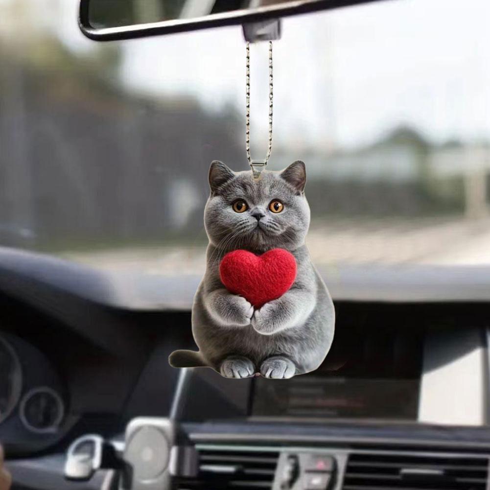 

Acrylic Car Pendant Blue Cat Heart Perfect Flat 2D Pendant Animal Cat Cute Decorations Interiors W3Y3 CN