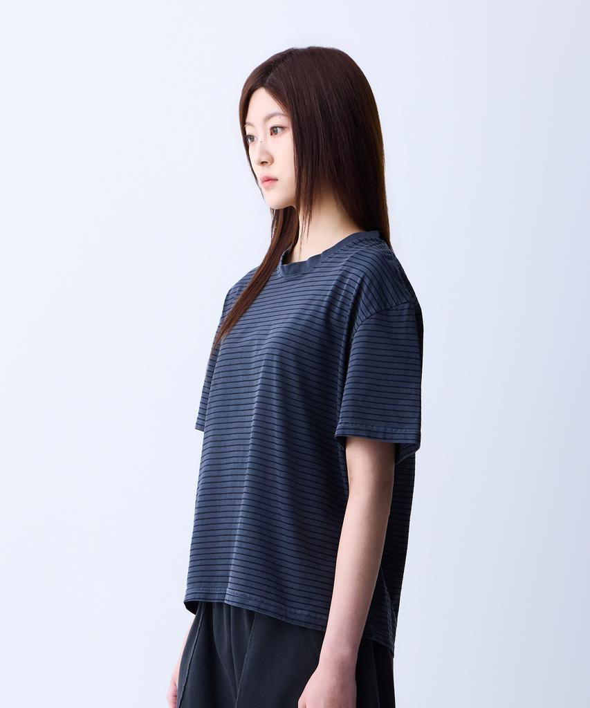 ADERNM Summer Daily Striped Crop T-Shirt Deep Navy