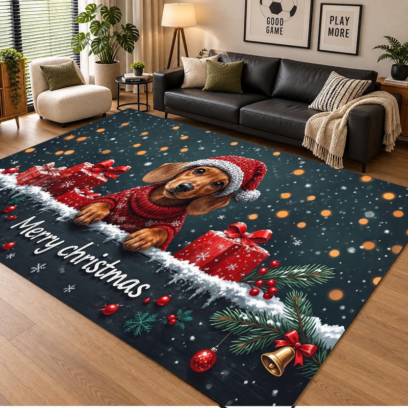Christmas Theme Floor Carpet, Soft Area Rug, Xmas Indoor Home Holiday Decoration