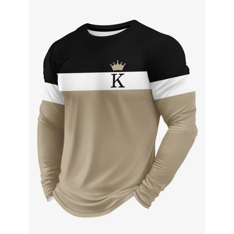 Vintage Men's Long Sleeve T-Shirt Streaks Print Top Spring Fall T-Shirt for Men 3D Striped Print Oversized Streetwear Clothing