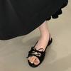 Fashion Designer Summer Flats Sandals Bow Women Shoes 2025 Designer Buckle Slippers Shallow Casual Shoes Fad Slingback Sandalias Mujer