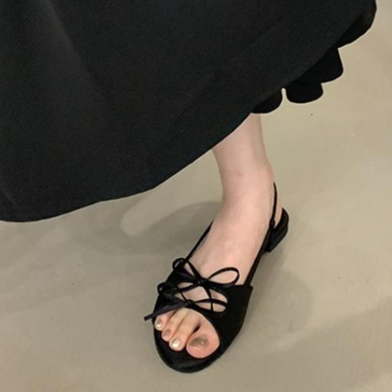 Fashion Designer Summer Flats Sandals Bow Women Shoes 2025 Designer Buckle Slippers Shallow Casual Shoes Fad Slingback Sandalias Mujer