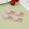 16Pcs Dollhouse Tableware Set Vintage Miniature Plate Bowl Fork Knife Spoon Set For Doll House Kitchen Furniture