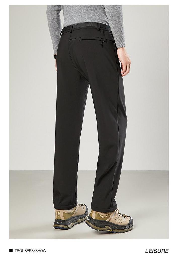Unisex Fleece-Lined Soft Shell Pants: Warm, Waterproof, Elastic, Straight-Leg for Autumn/Winter Outdoor Hiking & Mountaineering.