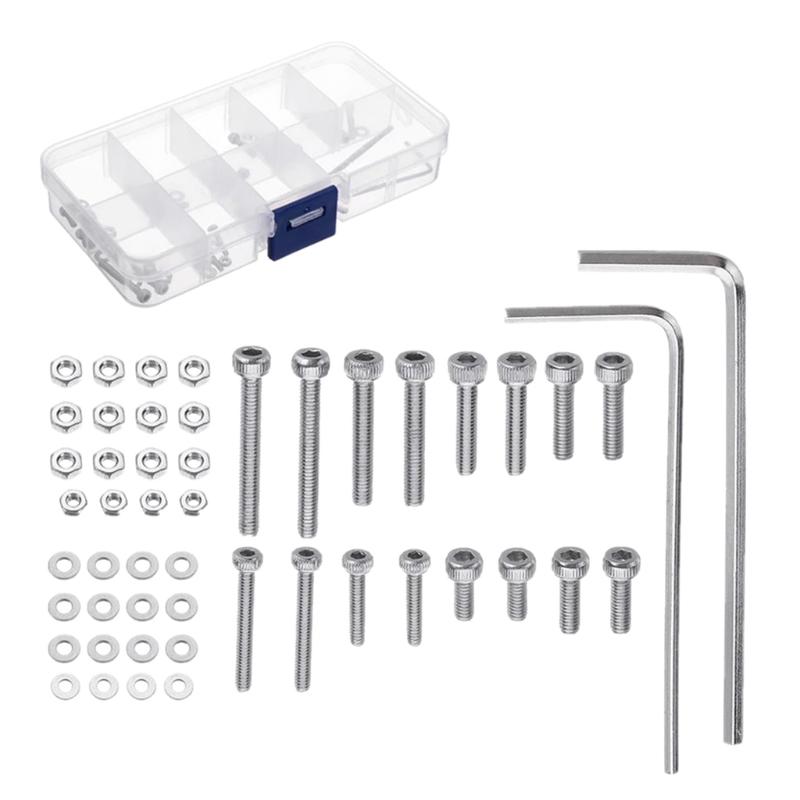 

50pcs/set 2mm.5 Universal Turntable Headshell cartridges Mounting Kit Steel Bolts Screws Nut Set with for Case 1