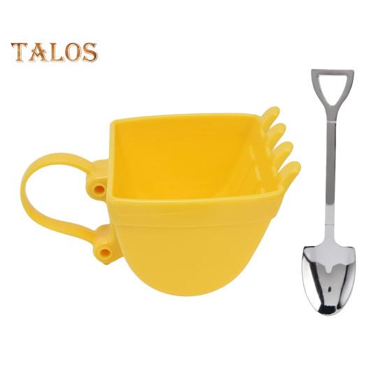 330ML Excavator Bucket Cup Ice Cream Cup with Stainless Steel Shovel Spoon Coffee Mug Tea Cup Milk Juice Container for Kitchen Use