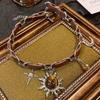 Punk Gothic Leather Sunflower Brown Necklace Stars Moon Vintage Pendant Chocker Necklaces for Women Fashion Jewelry Couple Gift