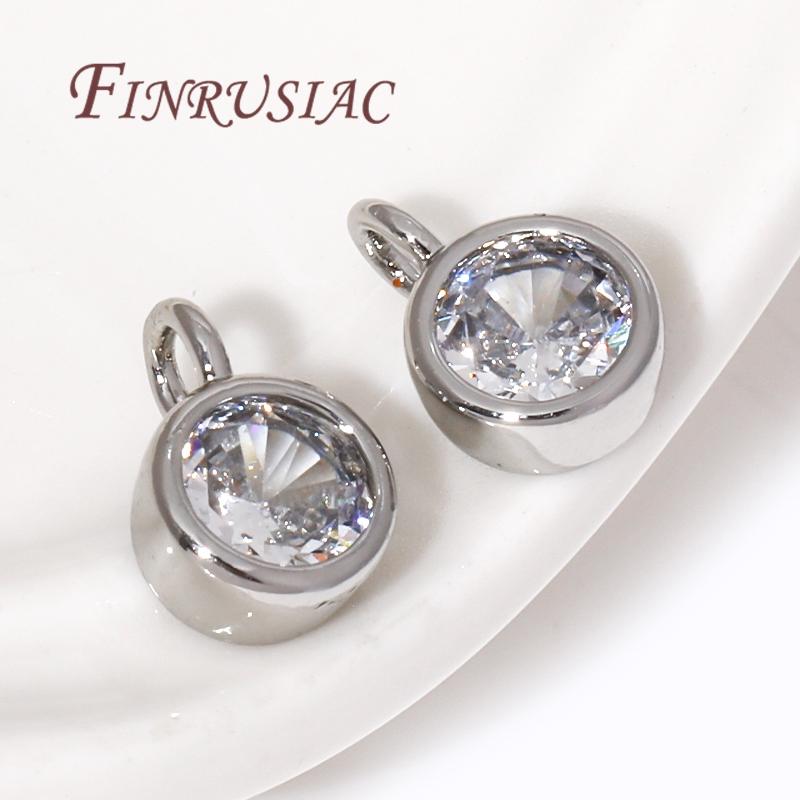 18K Gold Plated Brass with Rhinestone Charms For Jewelry,Round Pendant For Necklaces Making Findings,DIY Bracelets Accessories