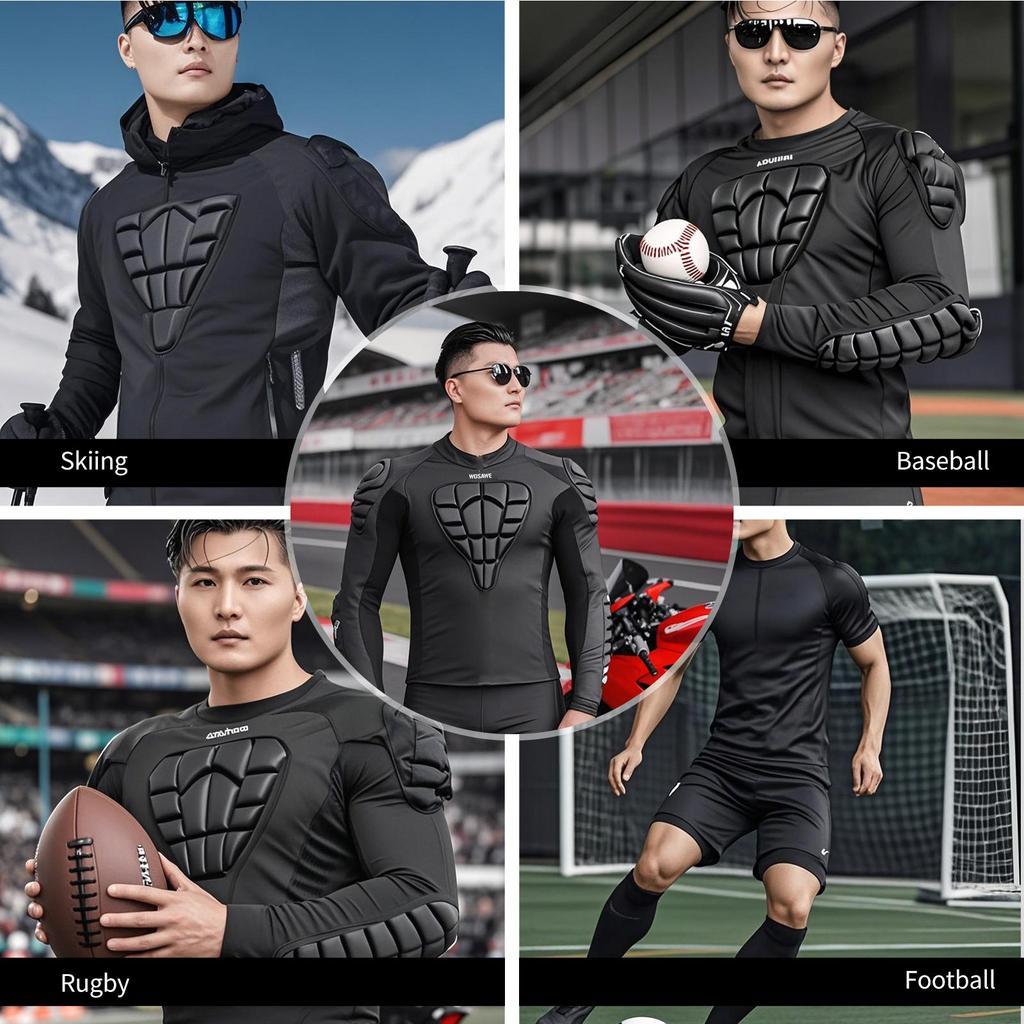 Wosawe Tricou de motocicletă motocross pentru bărbați, respirabil, elastic, din EVA, cu pernuțe moi