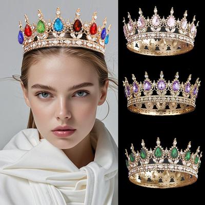 Queen Alloy Full Circle Crown Decoration Accessories Adult Wedding Hair Crown Children's Rhinestone Tiara Crown