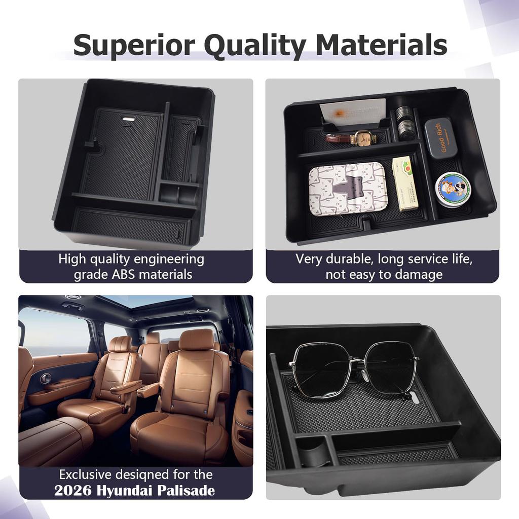 Center Console Storage Box Tray For 2026 Hyundai Palisade Interior Secondary Phone Holder Armrest Storage Organizer Accessories