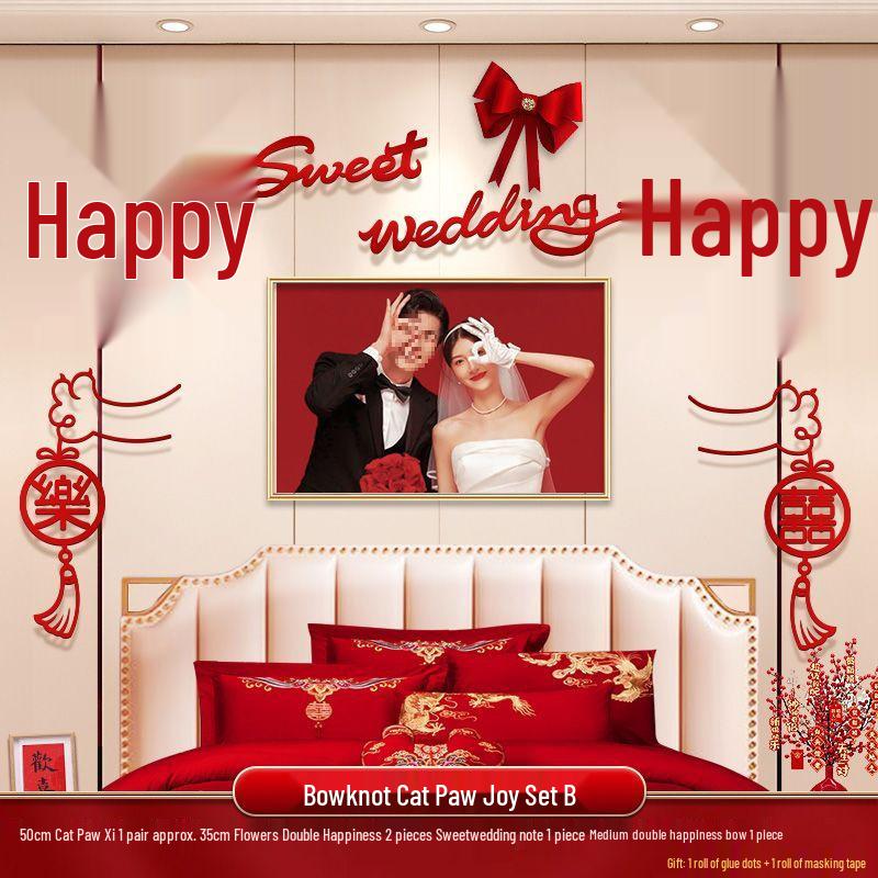 Master Bedroom Wedding Decoration Set: Bedside Table Flowers and Room Decor for Groom s New House