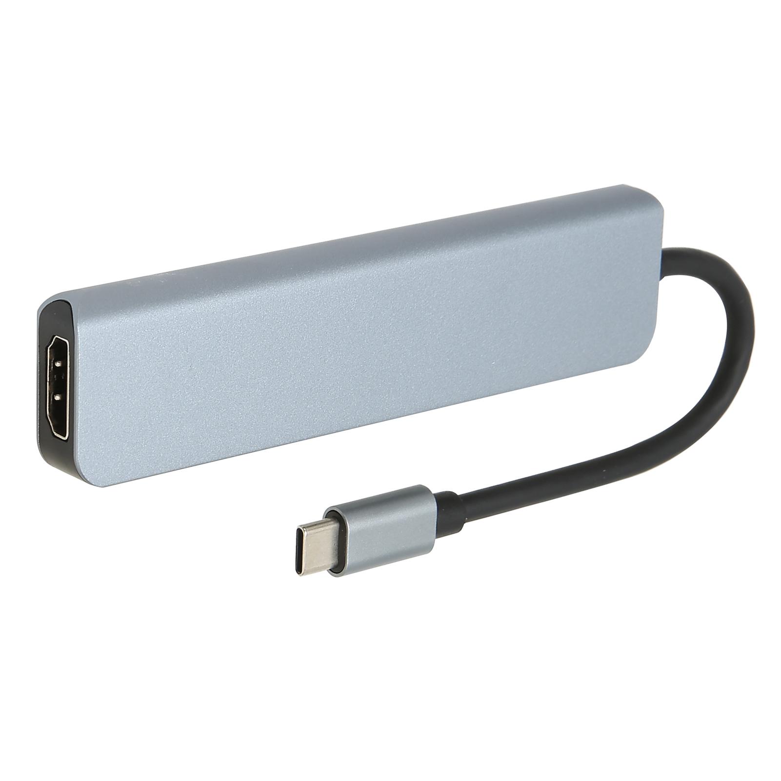 6 in 1 USB C Hub Type C to HD Multimedia Interface USB3.0 USB2.0 PD Memory Card Storage Card Multiport USB C Adapter серый