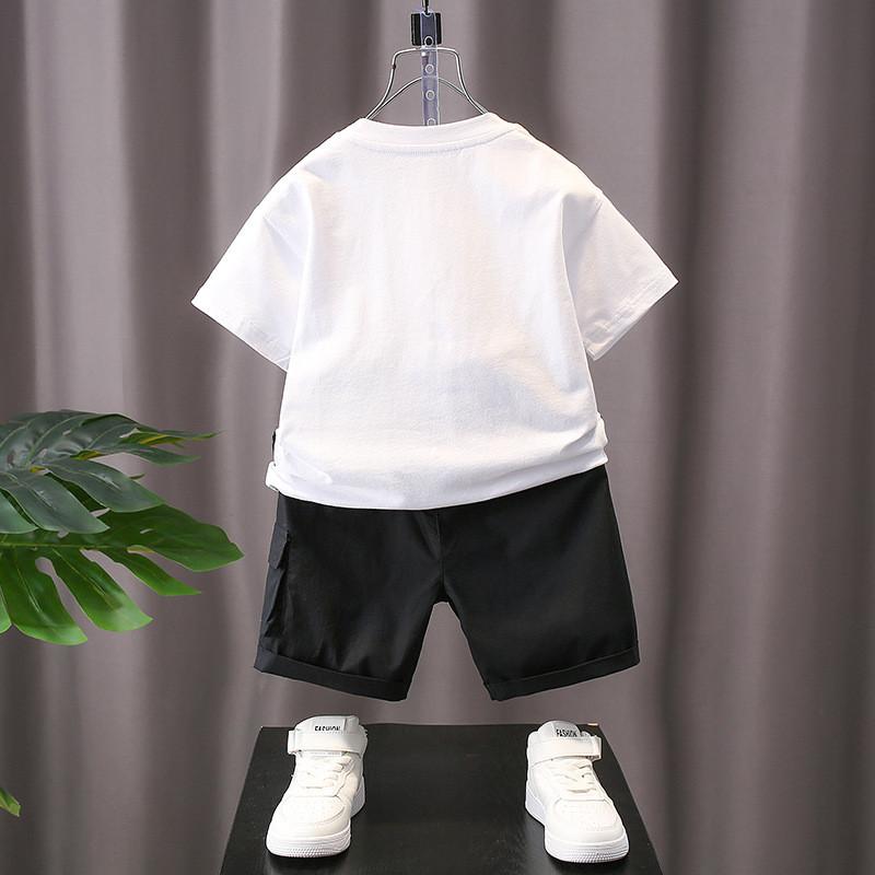 Cool Stylish Boys Summer Outfit Set 2024 Trendy Two Piece Cotton Clothing For Kids
