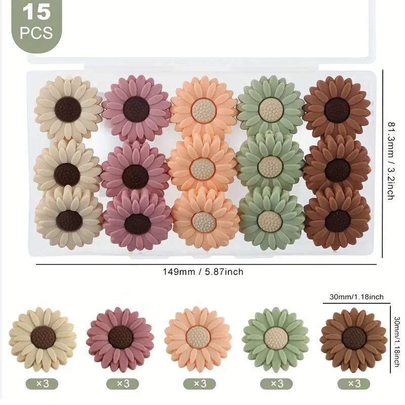 5/15PCS Multi-color Daisy Silicone Beads, 20mm, Suitable for DIY Pen Bead Bracelets, Necklaces, Keychain Accessories, Etc