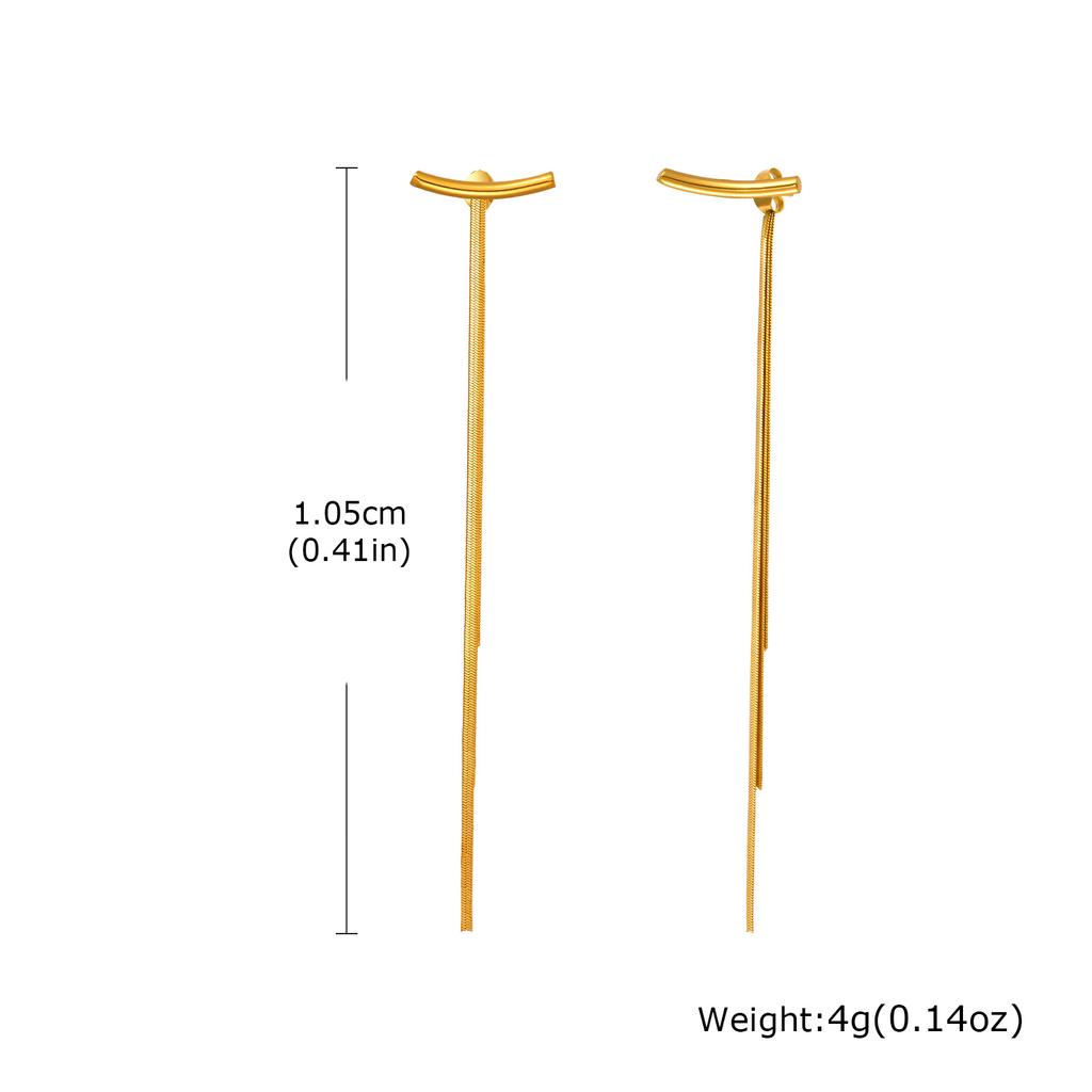 Fashion Luxury Long Tassel Earrings for Women, Stainless Steel Gold Plated Drop Earrings, Simple Party Statement Jewelry