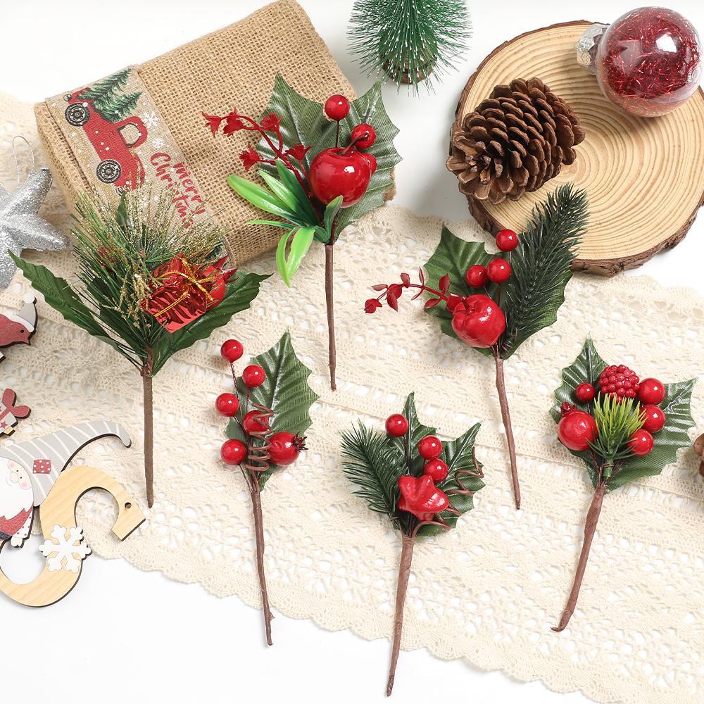 3/5Pcs Christmas Decoration Artificial Berry Bouquet Pine for Home Decor Crafts Garland Navidad New Year 2026 Garland Accessory
