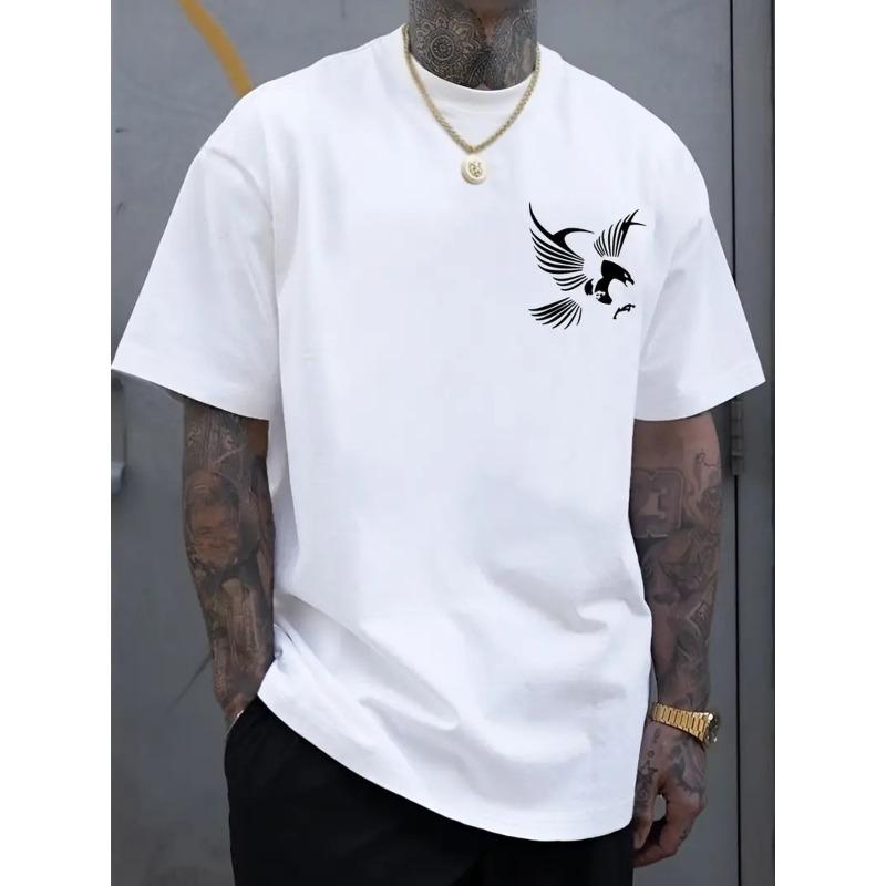 European sizes Men's T-Shirt Cotton Eagle Tattoo Design T-Shirt for Men - Casual Comfortable Summer Clothing - Trendy Graphic Tee Shirt