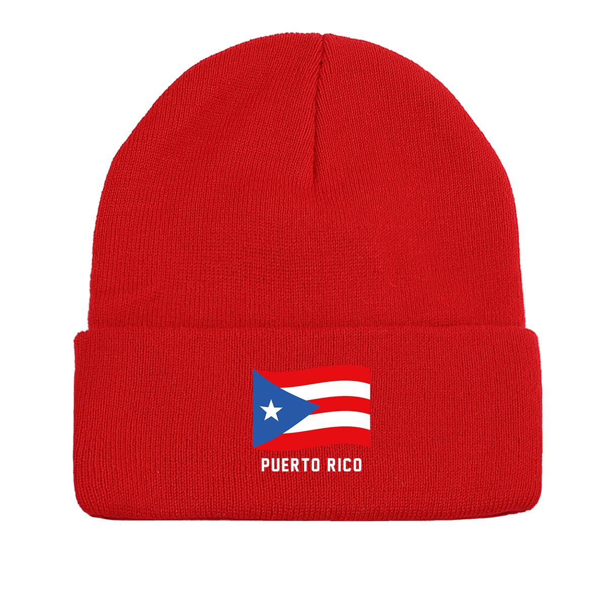 

Flag of Puerto Rico Warm Knitted Cap Beanie, Patriotic Skullies Beanies Winter Candy Color Leisure Bobble Hat Knitted Hat Beanie as the picture красный