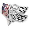 PTDecals 2 Pcs Silver Metal US Flag F1 Racing V8 Symbol Emblem Sticker Badge Vehicle Auto Car Trunk Tailgate Boot Bumper Decocation Decal