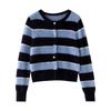 ChuYu Women's Faux Mink Striped Knit Cardigan Jacket