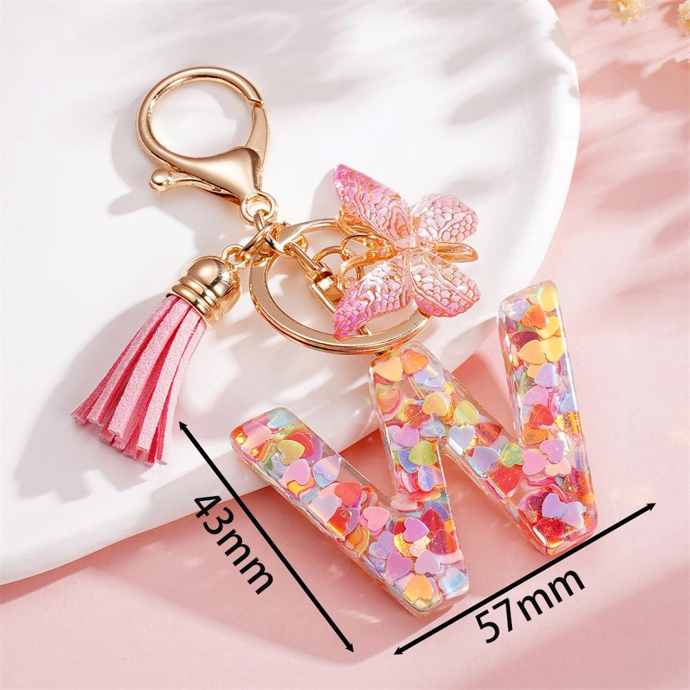 Fashion DIY A-Z Letters Keychain Metal Holder Pendent Key Chain With Butterfly Women Car Key Ring Simple Letter Key Party Gift