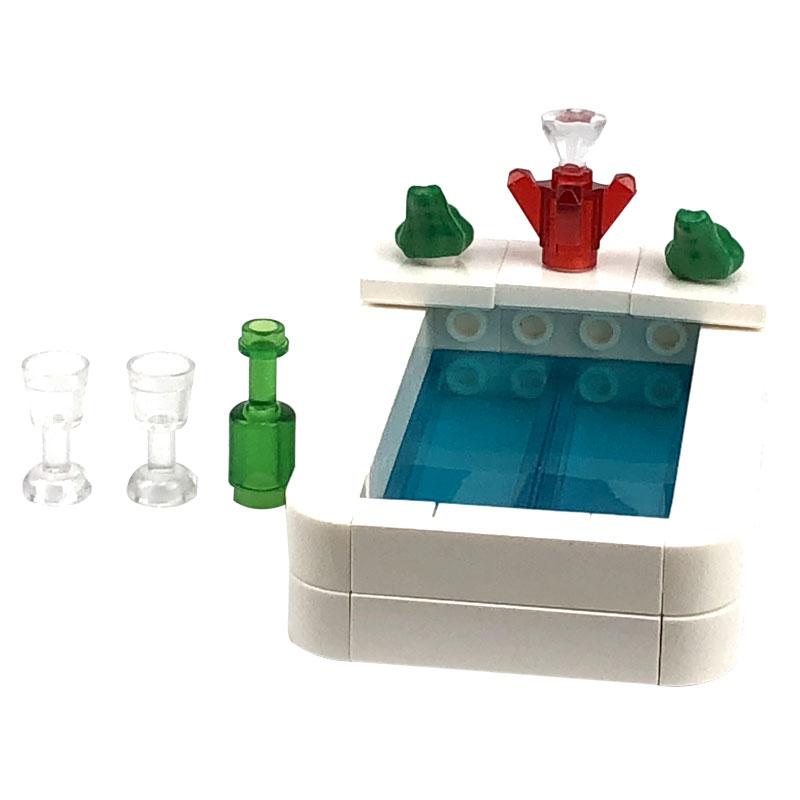 Locking City MOC Furniture Bathroom Public Toilet Building Blocks Toys for Children Assemble City Block DIY Parts Learning Gifts