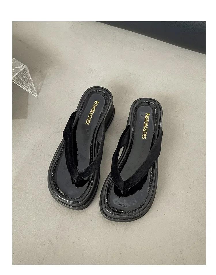 

Fashion Comemore New Summer Clip Toe Women Slippers Fashion Elegant Thick Bottom Slides Shoes Ladies Outdoor Wedges Sandalias Flip Flop 39 чёрный
