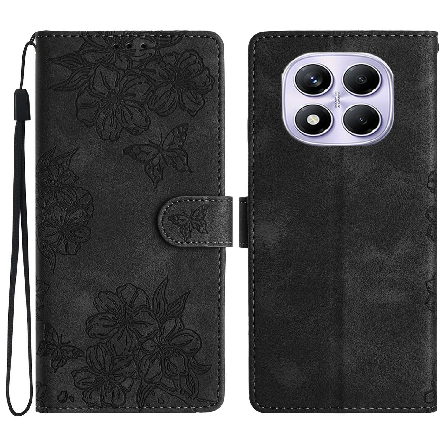 

For Xiaomi Redmi Note 14 Pro 4G Case Butterfly Flower Pattern Skin-Touch Leather Phone Cover E