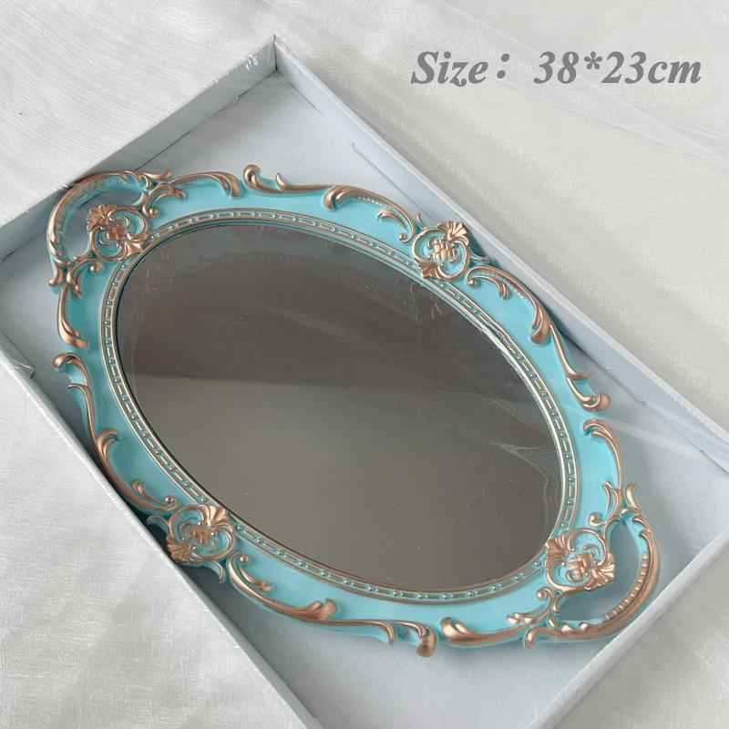 European Style Retro Carved Mirror Exquisite Golden Jewelry Tray Multifunctional Wall Mounted Mirrors for Room Decoration 2025