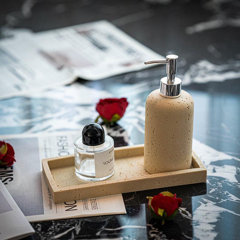 Höhlenstein-Emulsionsflasche Shampoo Handdesinfektionsmittel Luxuriöses Duschgel-Flasche Druckflasche Hotel Badezimmer Dekoration Seifenspender