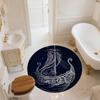 Viking Ship,Round Area Rug,Carpet Rug for Living Room Bedroom Sofa Playroom Decor,Non-slip Floor Mat