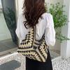 Women's Woven Straw Shoulder Bag Medium Size Handbag With Handle For Beach Vacation