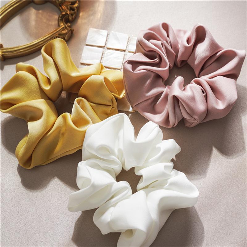 Oversized Glossy Surface Hair Scrunchies High Elasticity Ponytail Holder For Thick Hair Solid Color Aesthetic Tie