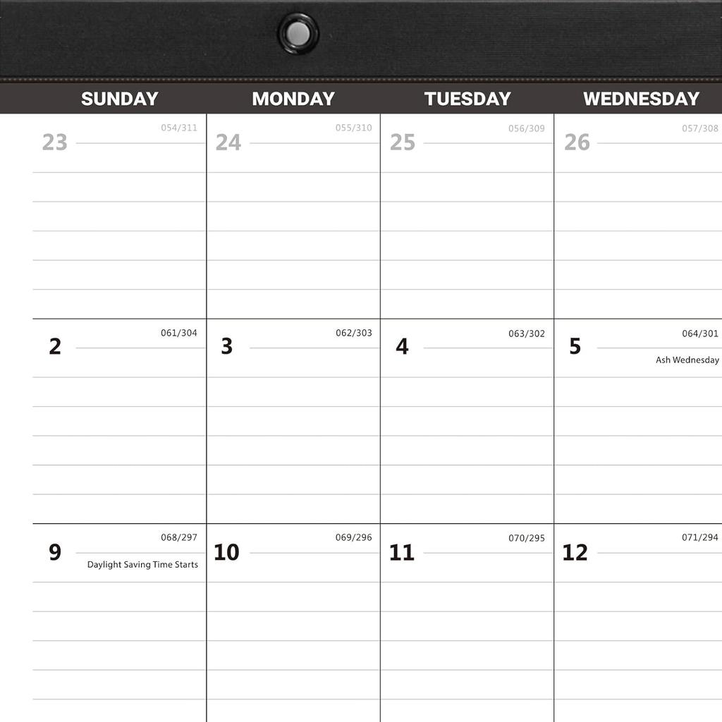 Nekmit Desk Calendar 2026, Yearly Monthly Desk Pad Calendar for Planning, Ruled Blocks, January 2026 - December 2026, 14" x 11", Black