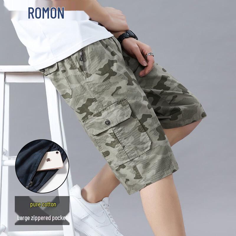 ROMON Men s Cotton Camo Colorblock Workwear Shorts 4XL