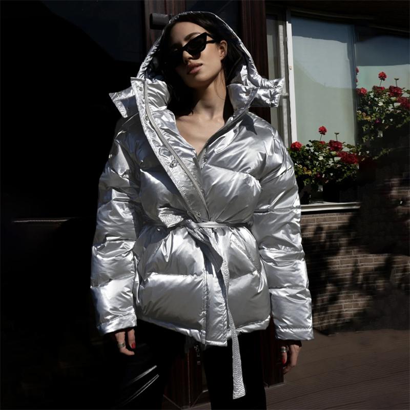 

Зимняя новая женская спортивная куртка на открытом воздухе с ярким принтом и хлопковой подкладкой 2024 года, модная повседневная куртка с капюшоном и поясом для улицы L