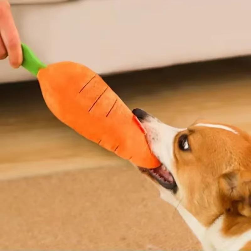 Lovely Carrot Plush Toy Squeaky Pet Chew Toy Cuddly Pillow for Pets Pet Plush Toy Puppy Plush Toys for Small Dogs